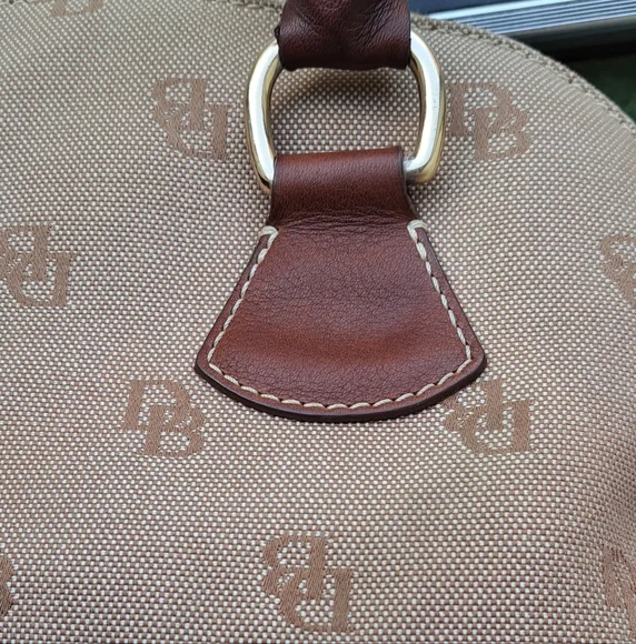 Vintage Dooney & Bourke Tan and Brown Logo Satchel - Picture 8 of 16